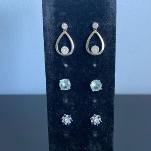 Bundle of three pairs of silver earrings